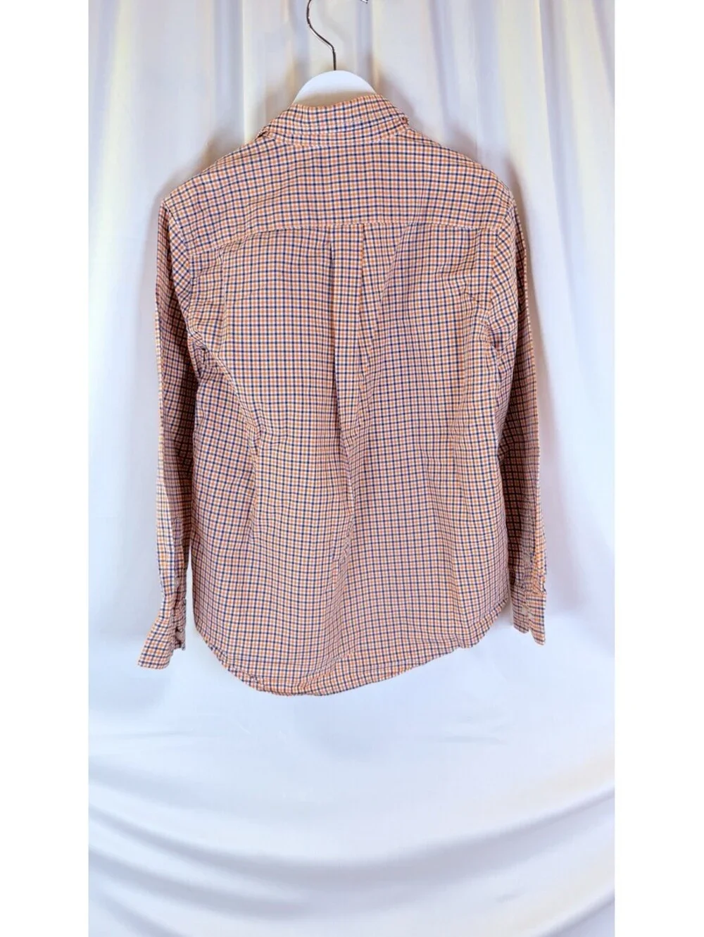 RALPH LAUREN Orange Blue Plaid Cotton Button Down Logo Shirt. Boys 7 Preppy